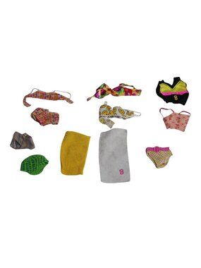 Vintage Various Barbie Doll Swimwear Tops Bottoms Towels